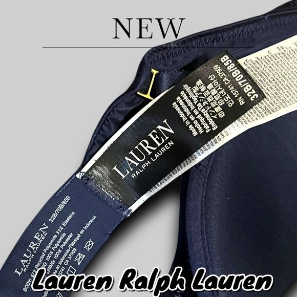 NWT Lauren Ralph Lauren T-Shirt Bra - Navy Blue - Size 34B - Picture 3 of 9